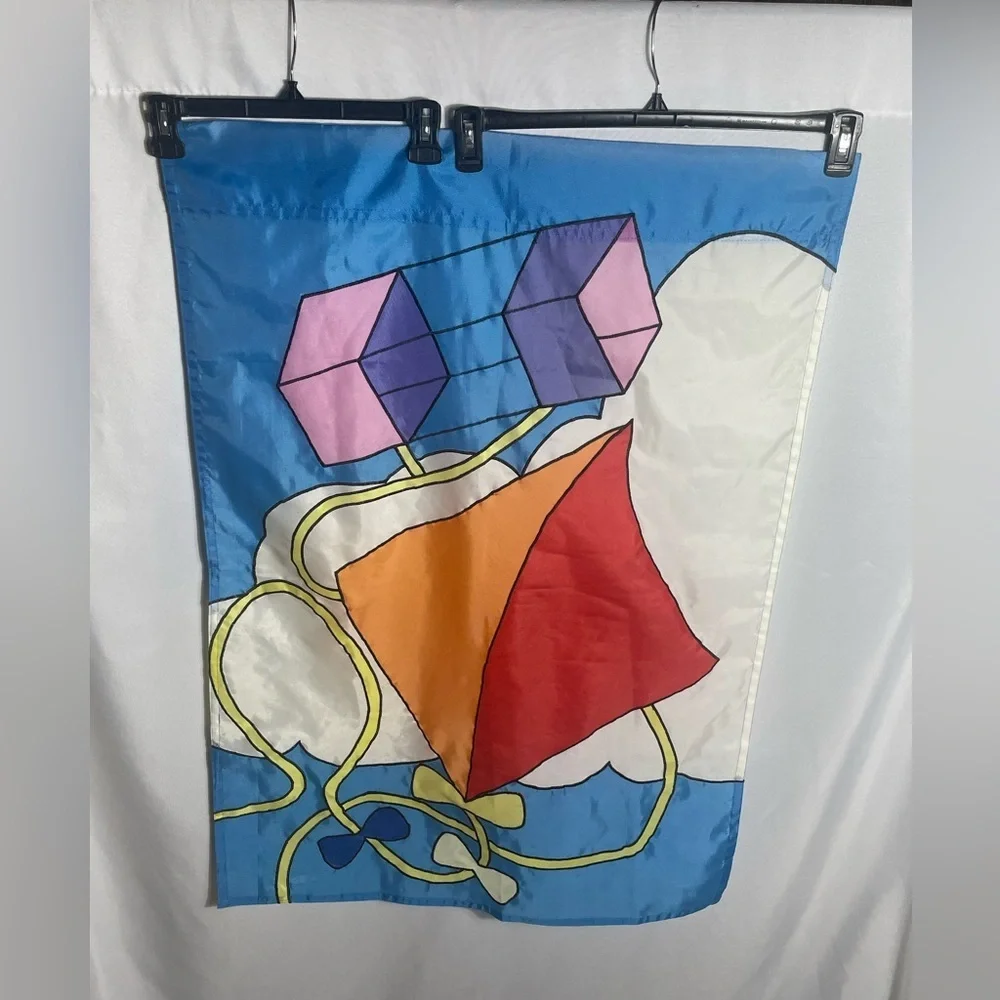 Colorful Kite Outdoor Garden House Flag Banner Whimsical Nylon 19x27